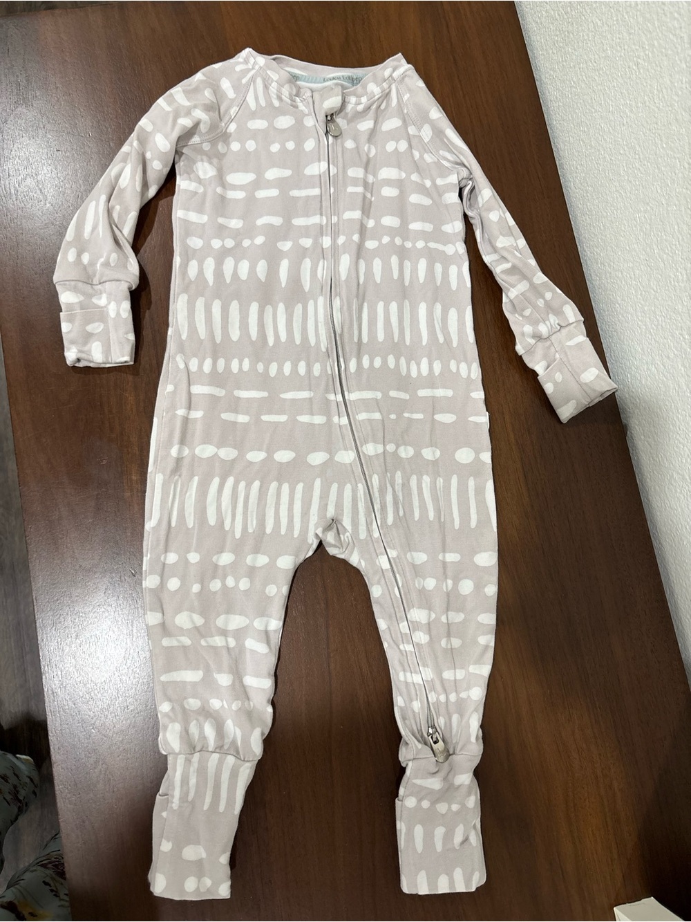 Neutral Taupe & White Dot-Print Baby One-Piece Zip Romper